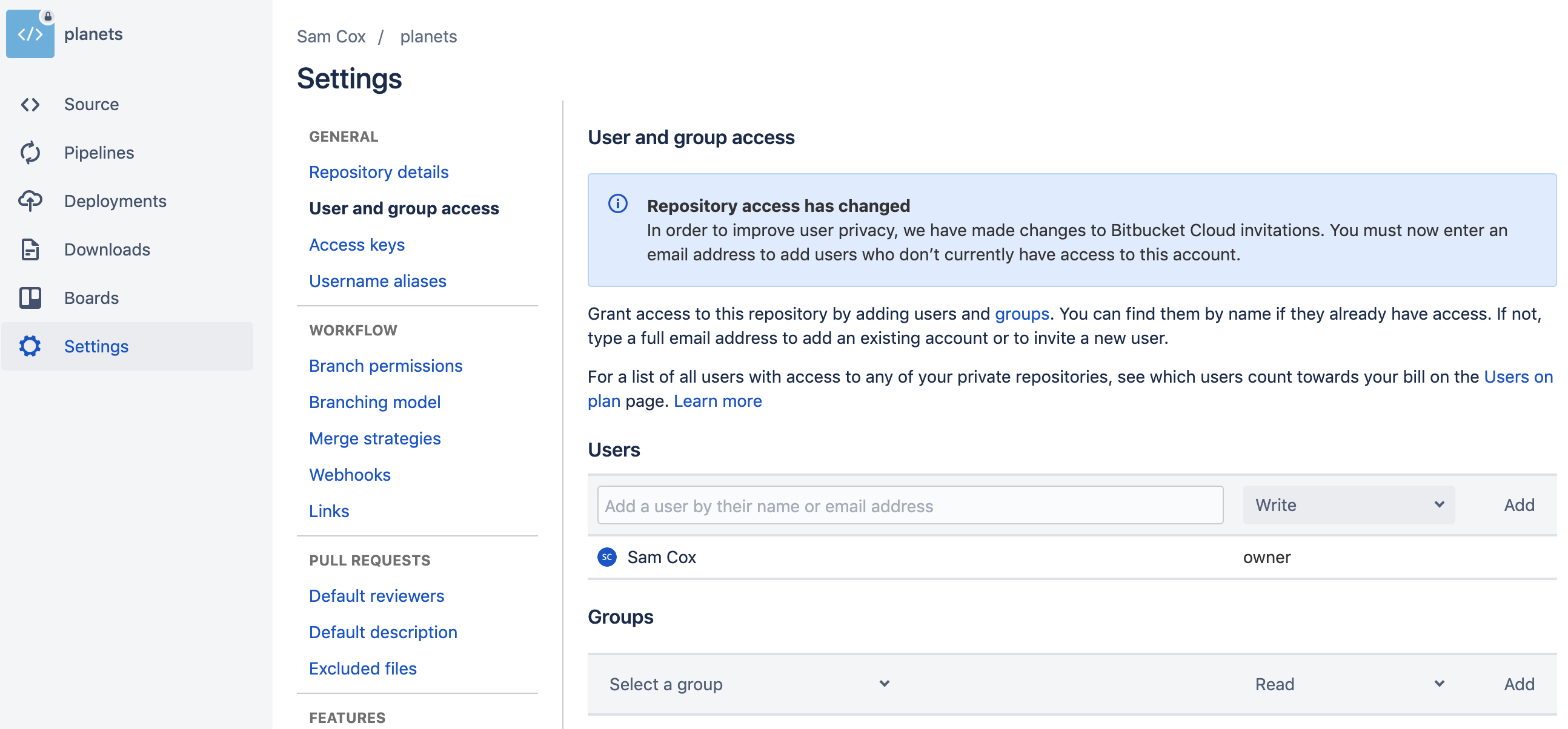 Adding Collaborators on Bitbucket